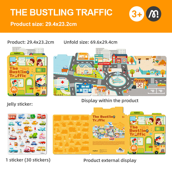 Reusable Jelly Sticker: The Bustling Traffic