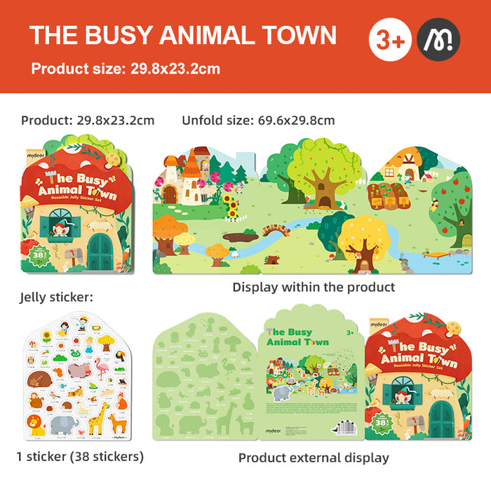 Reusable Jelly Sticker: The Busy Animal Town