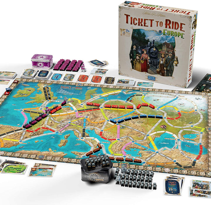 Ticket to Ride Europe Board Game 15th Anniversary Deluxe Edition